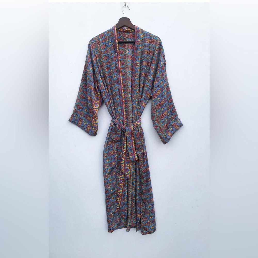 New #14 & #15 Block Print Silk Kimono Robe OS